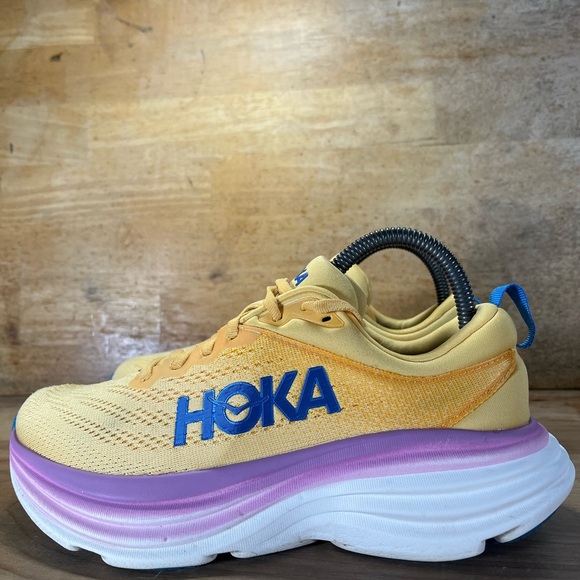 Hoka One One Bondi 8 REFLECTIVE Womens Size 7 Running Shoes Sneakers Orange - Picture 4 of 13